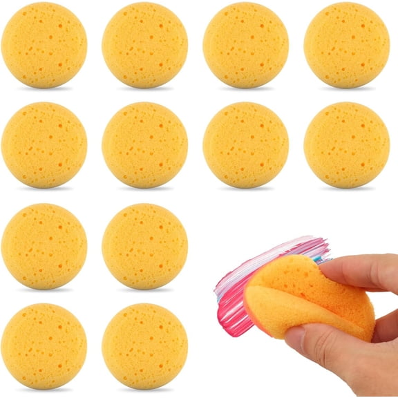 12 count Round Pottery Sponges for Clay & Painting- 2.8 Inch Durable Synthetic Sponges, Elasticity Ceramic Clay Sponge, Round Cleaning Water Absorption Soap Sponge for Crafts Household Use and