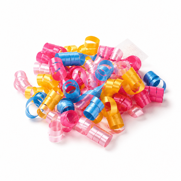 12-count Self-adhesive Curly Bows Gift Wrap Accessory, Blue/Yellow/Pink Mixed Colors