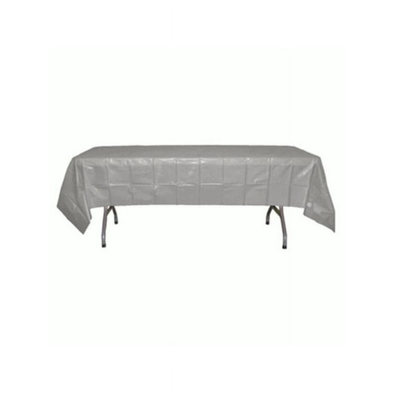*12 count* Silver Rectangular Plastic Tablecloths 54" x 108