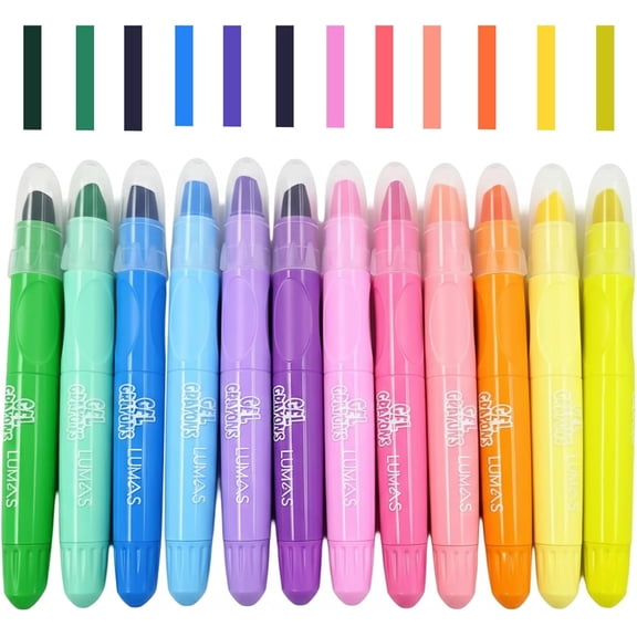12 count Twistable Crayons Set, Silky Crayons, Highlighters Art Coloring Drawing Supplies, Mess-, Pen Style, Pastel & Watercolor Shades Colors Style (12)