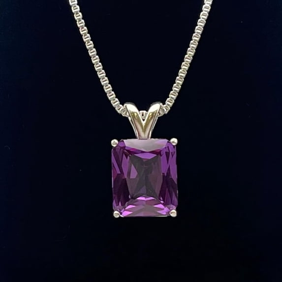 12 ct Emerald Cut Alexandrite Necklace June Birthstone Jewelry Gift Color Change Sapphire