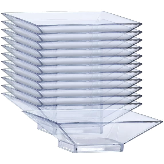 12 ct Lillian Clear Plastic Mini Square Serving Dish