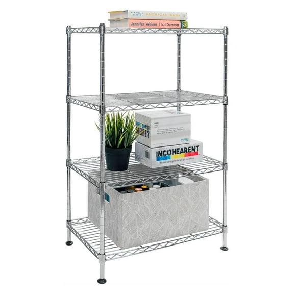 12"d x 20"w x 32"h 4-Tier Chrome Wire Shelving, Standard Duty, Weight Capacity 88 lbs Per Shelf