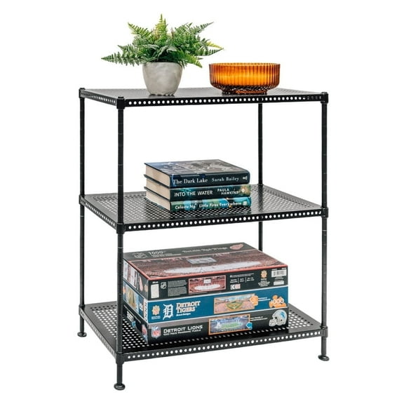 12"d x 24"w x 28"h 3-Tier Perforated Metal Shelving, Standard Duty, Weight Capacity 110 lbs Per Shelf