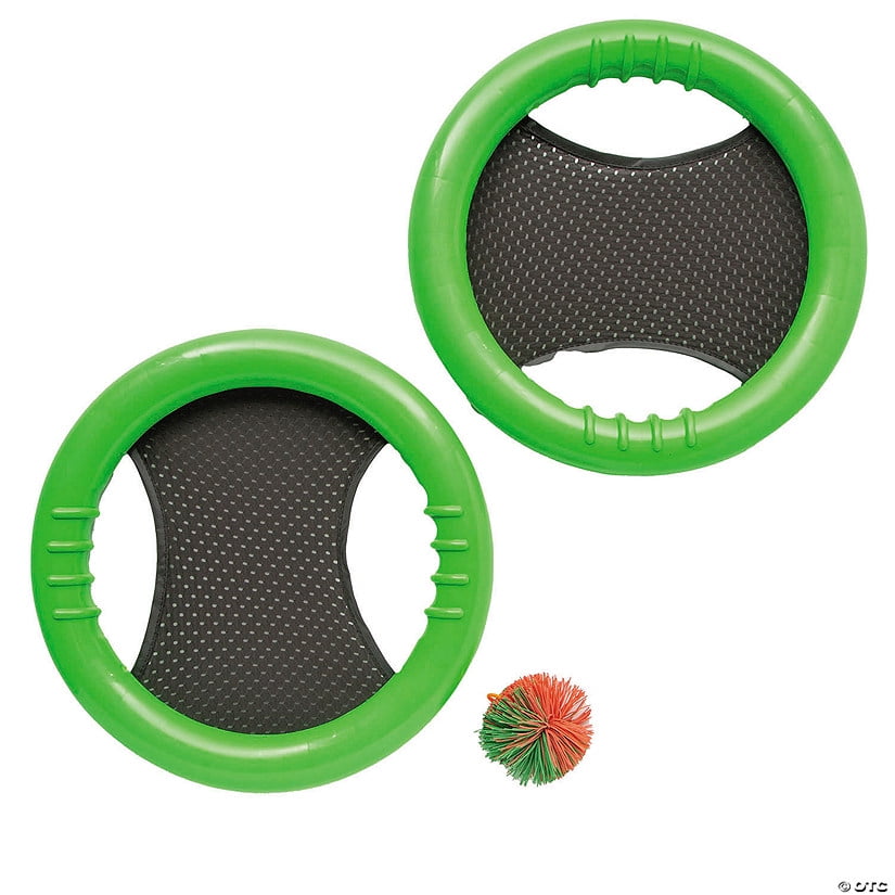 12" diam. Hand Tennis Plastic Rackets with String Ball Set - 3 Pieces
