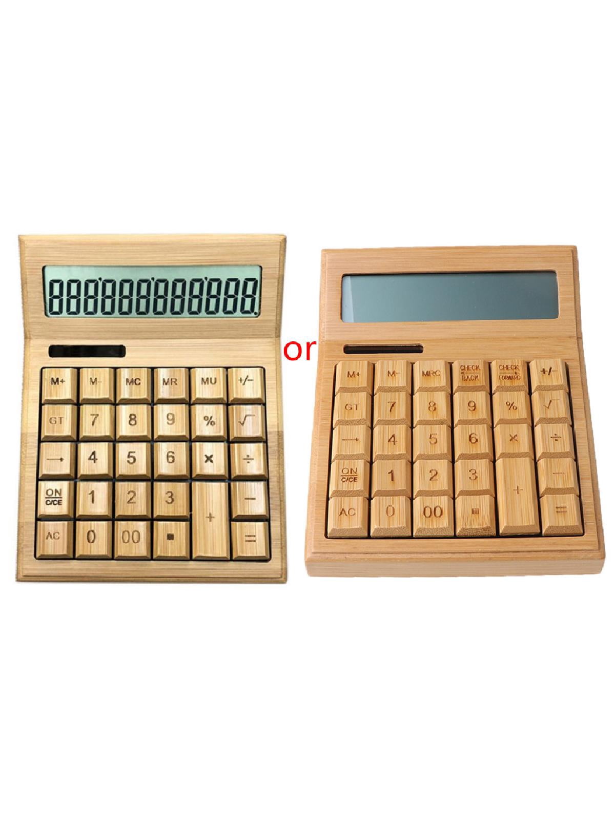 12-digit Functional Desktop Calculator Solar Power Bamboo Calculators