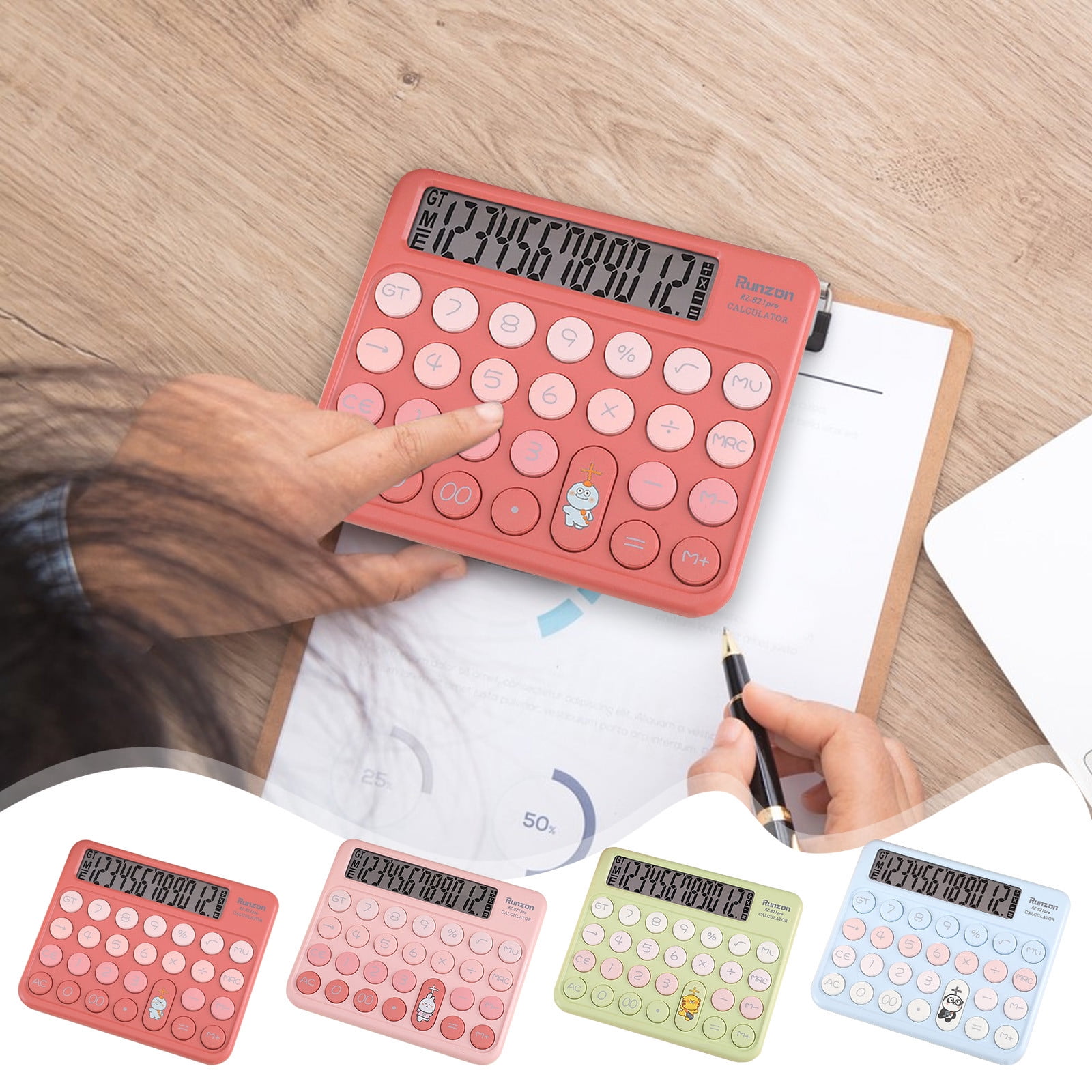 12-digit Scientific Calculator, Large Lcd Display, Dual-function Keys ...