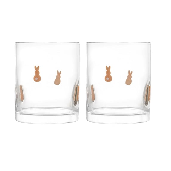 12 fl oz Easter Bunny Charm Drinking Glasses, Set of 2 Glass Juice Cups Drinking Glass for Women Sister Friend Party