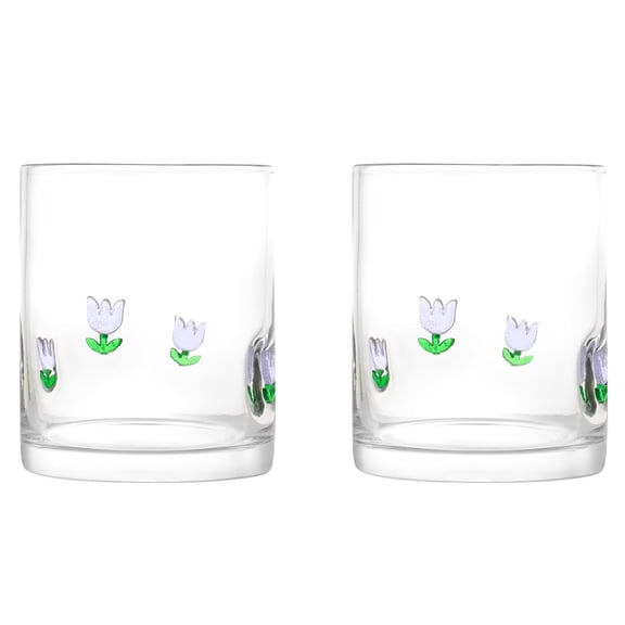 12 fl oz Easter Glass Cup - Clear Tulips Charm Drinking Glasses,Adorable Holiday Themed Drinkware for Tabletop,Ideal Easter Gift Party Beverage Cup for Coffee Tea and Daily Water Serving