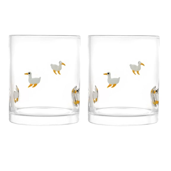 12 fl oz Easter Goose Charm Drinking Glasses, Set of 2 Glass Juice Cups Drinking Glass for Women Sister Friend Party
