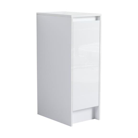 12" freestanding Bathroom Storage Cabinet, Soft Close Doors, Glossy White,(KD-Packing)
