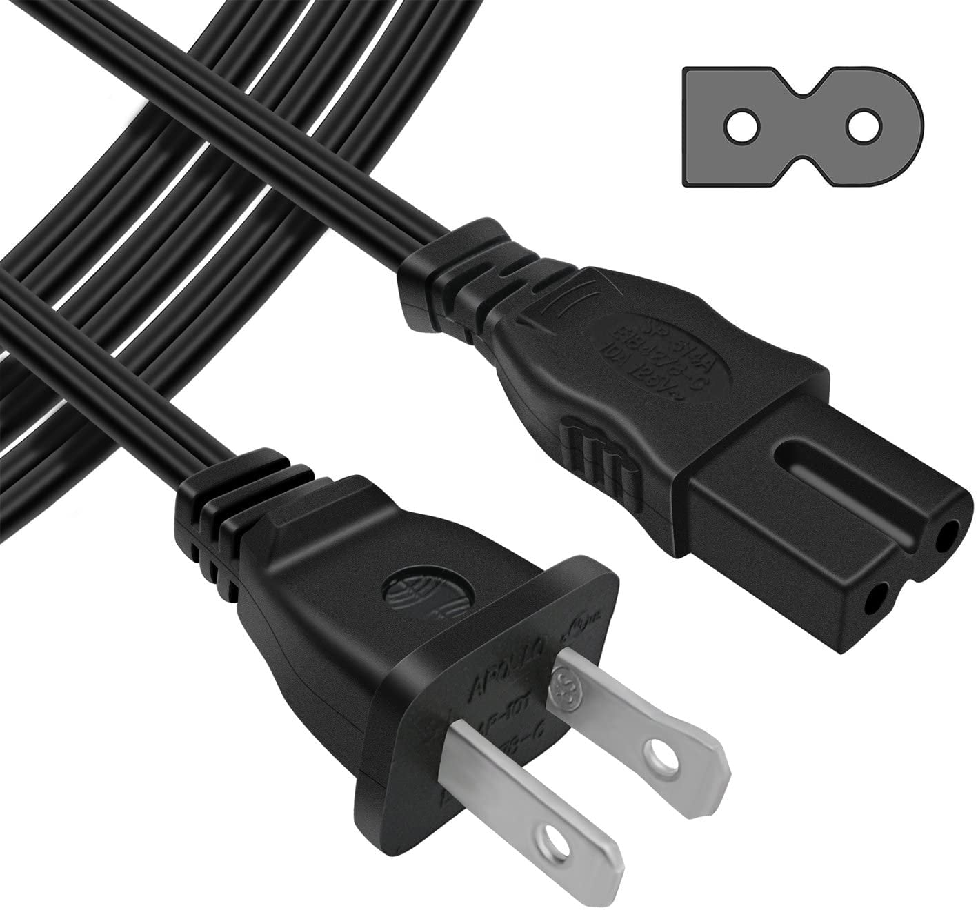 12 ft 12 feet 2Prong Polarized Power Cord for Vizio LED TV Smart HDTV AC Wall Cable