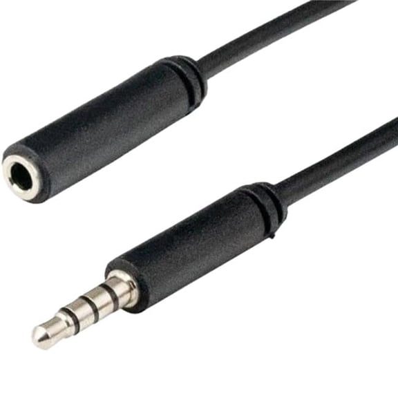 12 ft. 3.5 mm TRRS Male to Female Audio & Microphone Extension Cable - Black