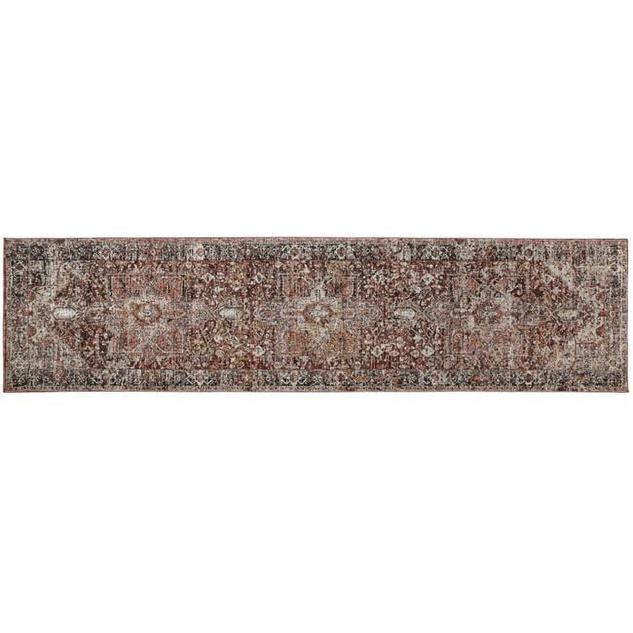 Distressed Runner Rugs 12 ft. Abstract Distressed Runner Rug with Fringe, Red, Ivory & Black ...