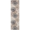 thumbnail image 1 of 12 ft. Floral Medallion Stain Resistant Runner Rug, Tan, Gray & Black, 1 of 1