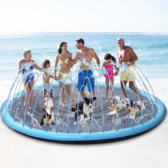 12 ft Giant Inflatable Splash Pad Extra Large 144" 2026 Update Non Slip Pad for Adults Large Dogs Pets Giant Thicken Sprinkler Pool Summer Outdoor Fun Backyard Fountain Play Mat (Classic Style)