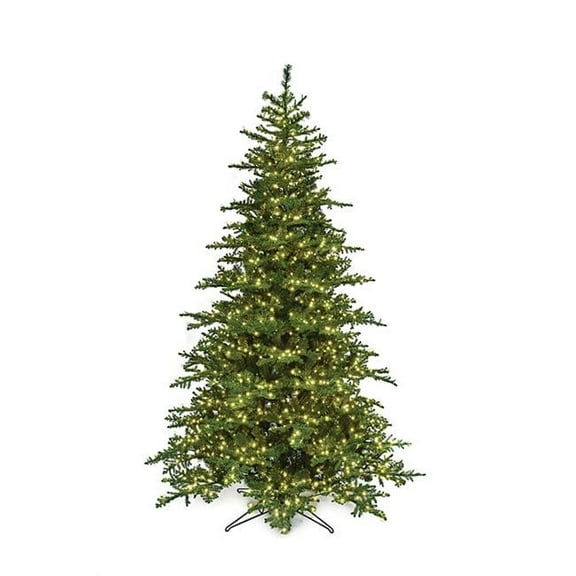 12 ft. PE & PVC Layered Rosemary Pine Trees with 3 mm LED Lights, Green