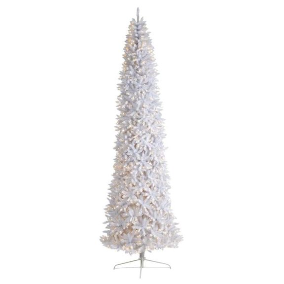 12 ft. Slim White Artificial Christmas Tree with 3235 Bendable Branches, White