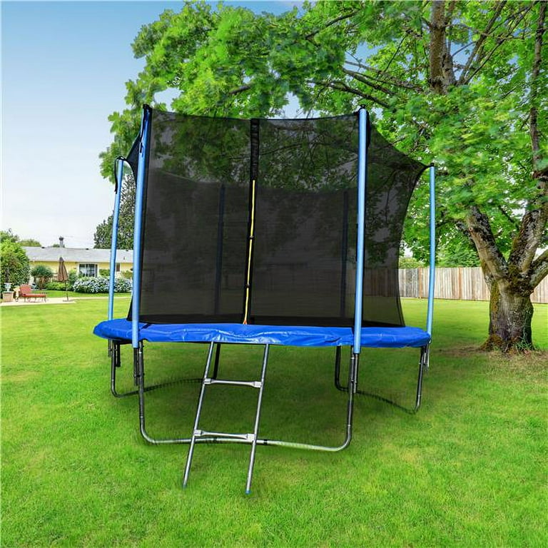 12 Trampoline with Safety Net Ladder Black, Blue
