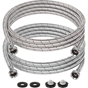 12 ft Washing Machine Hoses 2 Pack 3/4" FHT Stainless Steel Washer Hoses, 304 Braided Stainless Steel Hot and Cold Water Connection Inlet Supply Lines for Washe