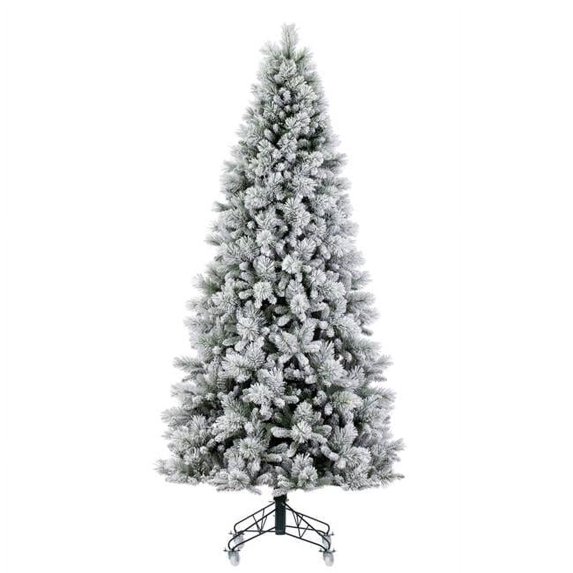 12 ft. x 64 in. Flocked Jackson Pine Artificial Christmas Tree with Unlit Lights