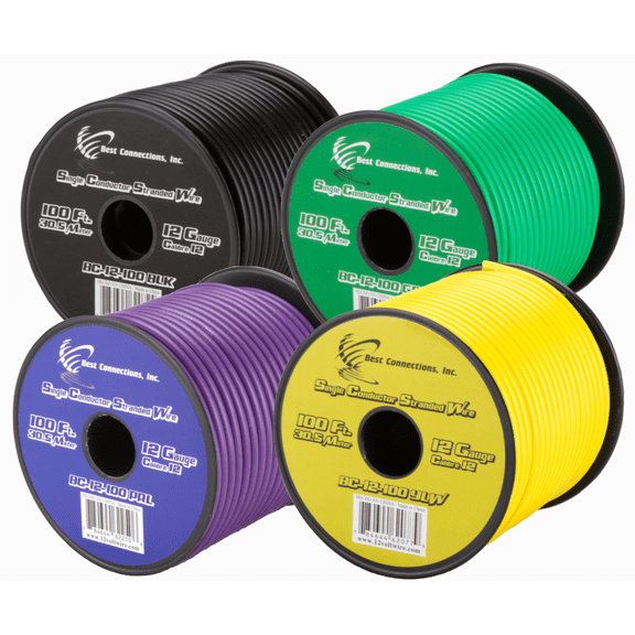 12 ga primary power ground wire (4) 100ft rolls boat car 12- 80 volt multi color