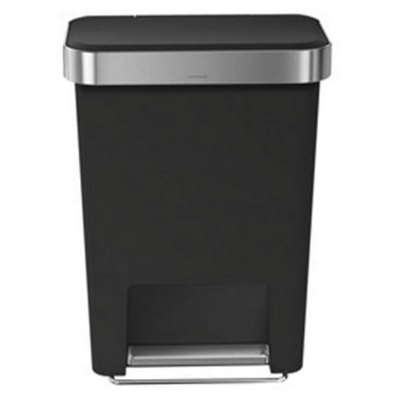 12 gal Rectangular Plastic Step Can - Black