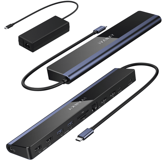 12-in-1 85W PD Dock USB C Laptop Docking Station with 100W Power Adapter