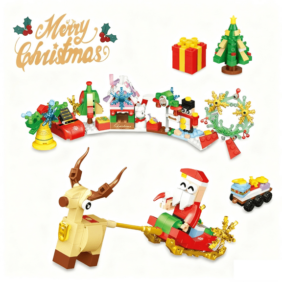 Christmas Building Block Set for Adults with 310Pieces Mini Building Blocks, 12-in-1 Christmas Street Block Set for Kids Stocking Stuffers Gifts