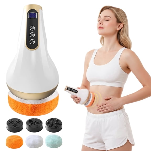 JDNRXO 12-in-1 Cordless Cellulite Massager with 10 Intensities, Digital Screen & 3 Attachments - for Body Fat Reduction, Lymphatic Drainage, Relaxation