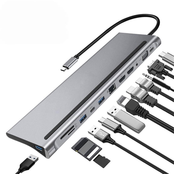 12 in 1 Docking Station MST USB Hub Type C Multi Multi-hub Concentrator A Video Output Adapter Dock for Type-C Laptop Laptop