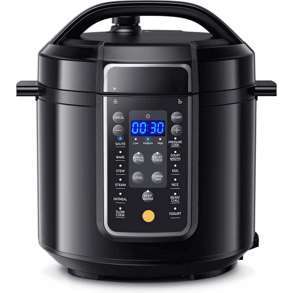 12-in-1 Electric Pressure Cooker with Non-Stick Pot, Yogurt Maker, Rice Cooker, Slow Cooker, Saut, Steamer, 6 Quarts, Black Bestseling