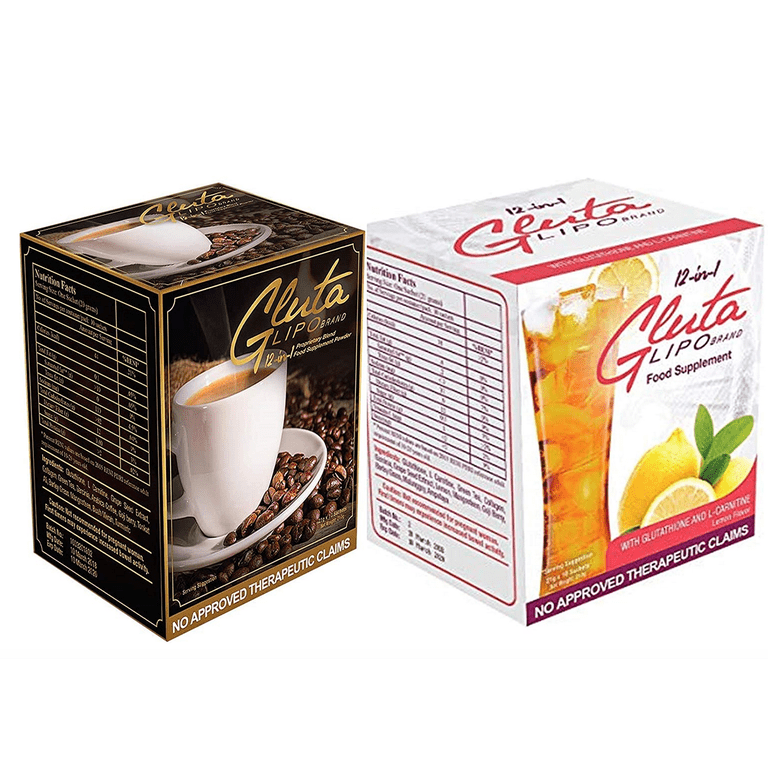 12-in-1 Gluta Lipo Coffee and Juice (Bundle) (10 Sachets Coffee & 10  Sachets Juice)