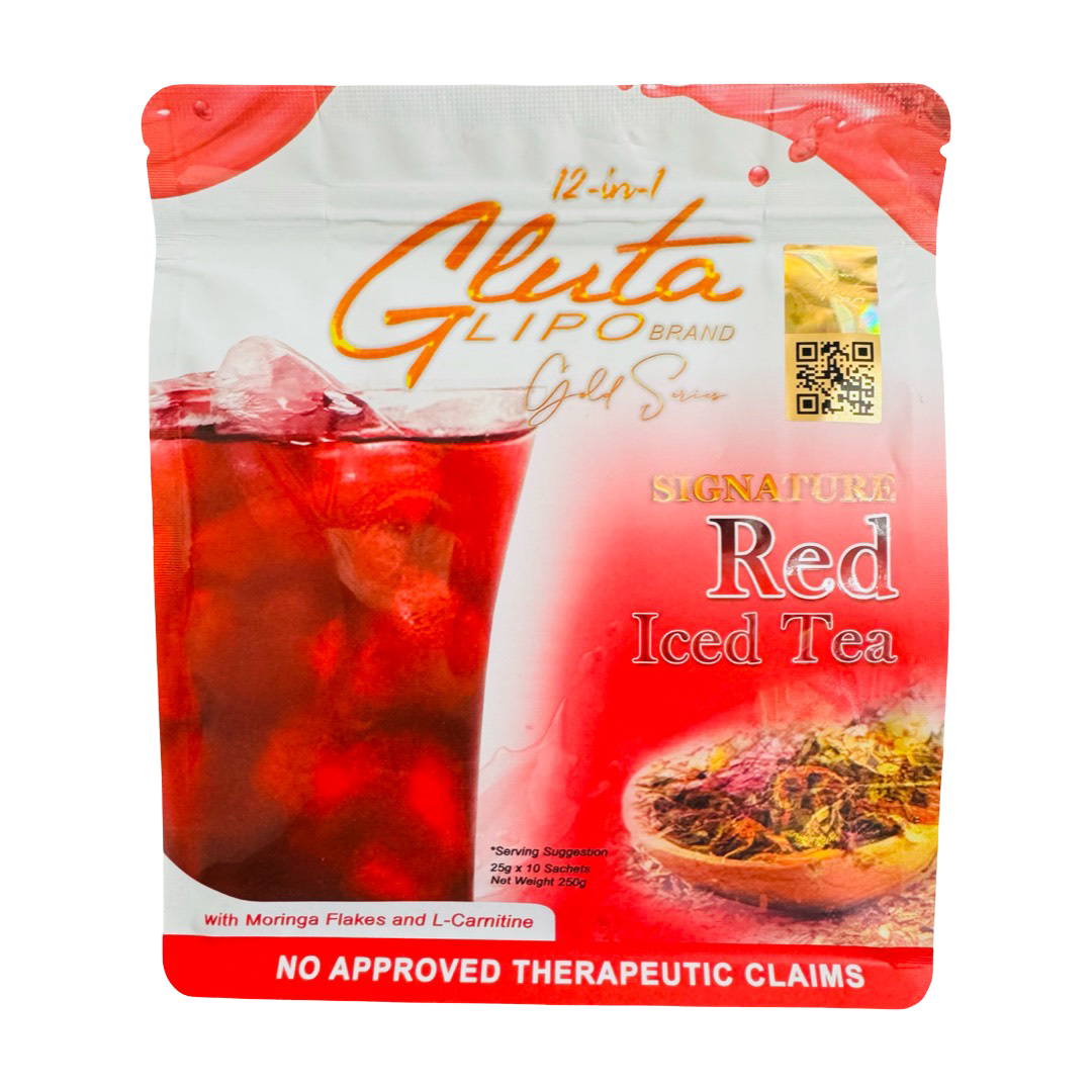 Gluta Lipo 12 in 1 Glutalipo Gold Series Red Iced Tea, 10 Sachets