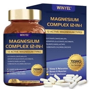 12-in-1 High Absorption Multi Source Magnesium Complex 700mg Capsules, Daily Multi Mineral Nutrient Blend for Adult & Senior Holistic Wellness, 120 Count