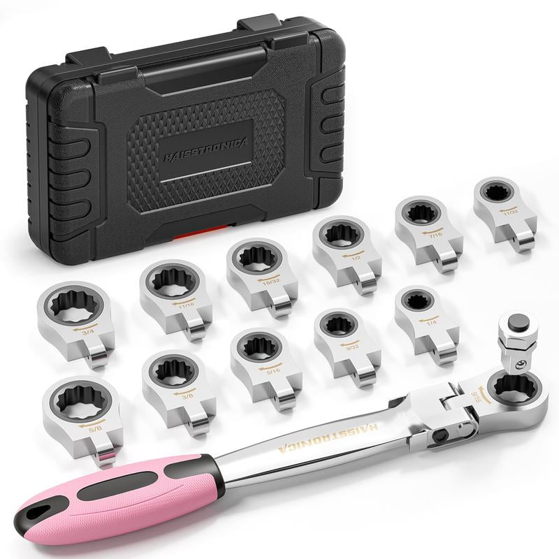 12-in-1 Interchangeable Ratcheting Wrench Set, 8-19mm Metric Flex Head ...