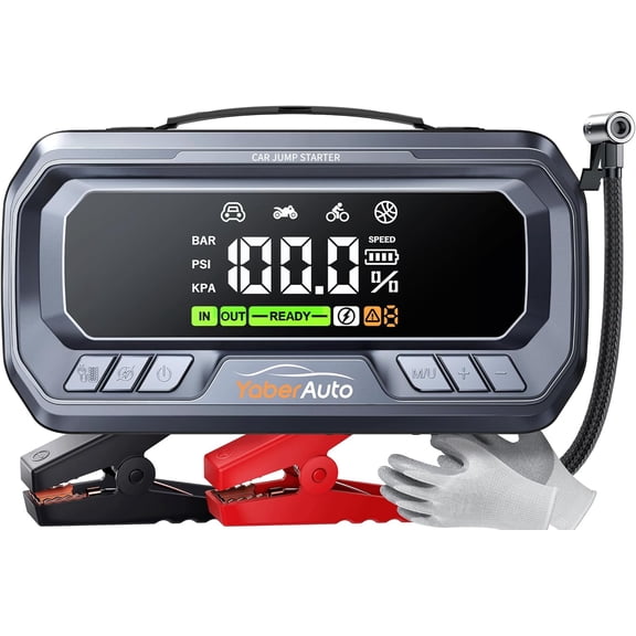12-in-1 Jump Starter with Air Compressor 8000A 160PSI 65W Charging, Portable Car Battery Jump Starter (All Gas/14L Diesel) Jump Box Car Battery Jumper Starter Portable Jumper Cables, 160W DC
