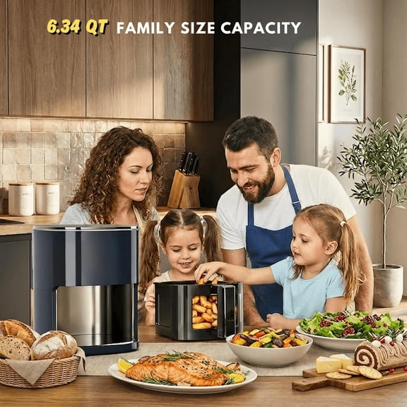 12-in-1 Large Fryer 6QT Square with Window for Healthy Cooking