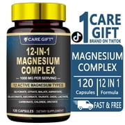 12-in-1 Magnesium Complex 1000mg - High Absorption Multi-Source Mineral Supplement with Glycinate Citrate Malate for Nighttime Sleep Muscle, 120ct