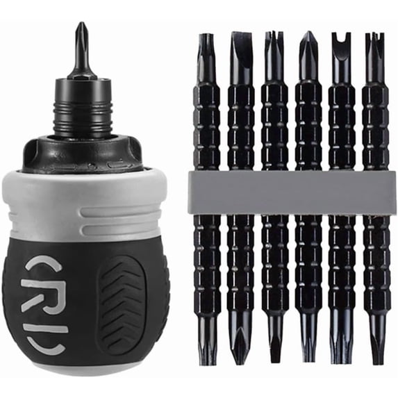 12-in-1 Multi-Function Ratcheting Screwdriver Set with Adjustable Length, Reversible End, Durable Steel Construction, Multipurpose Bits & Ergonomic Handle