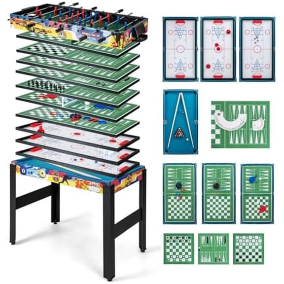 12-in-1 Multi Game Table, Combo Game Table Set with Foosball, Billiards, Table Tennis, Hockey, Chess, Checkers, Family Arcade Games for Home Entertainment & Rec Rooms$$Sport & Recreation Other