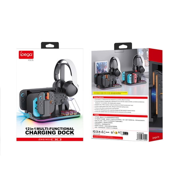 12-in-1 Multifunctional Charging & Cooling Dock for Nintendo Switch 2, Console Storage Stand with RGB Lighting, Heat Dissipation Charging Station Gaming Accessories