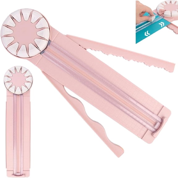 12-in-1 Paper Craft Edge Cutter with Rollers Scrapbooking Card Trimmer for DIY Projects (Pink)