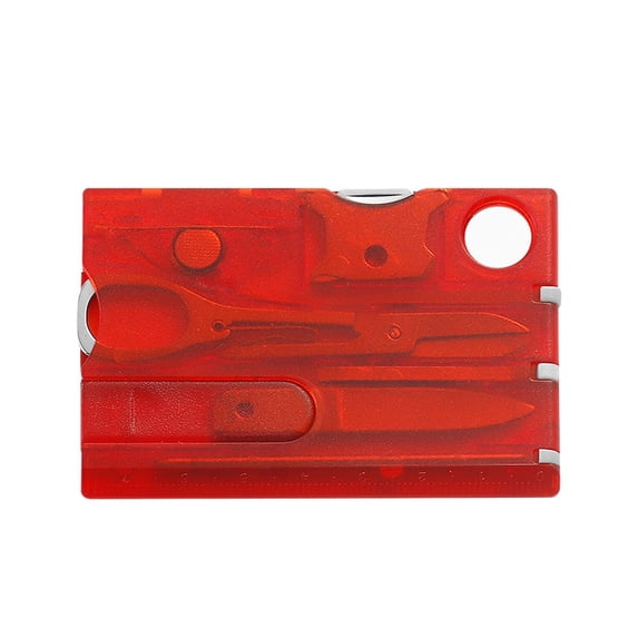 12 in 1 Portable Hiking Cards Pocket Credit Card Portable Multi Tools Outdoor Survival Camping Equipment Tool Gear Gift (red)