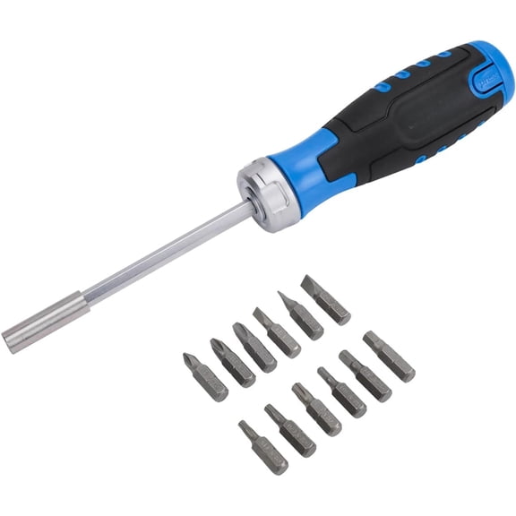 12-in-1 Ratcheting Magnetic Screwdriver Set with Bit Storage in Handle, Portable Repair Tool Kit