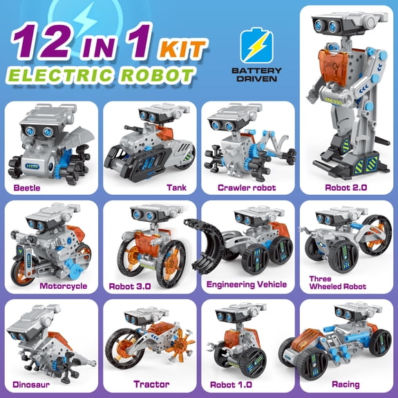 12-in-1 Solar Power Robots Toys for Boys Age 8-11 STEM Toys Educational Building Science Kit for Kids Christams Gift for 8 9 10 11 12 Year Old Boys grey