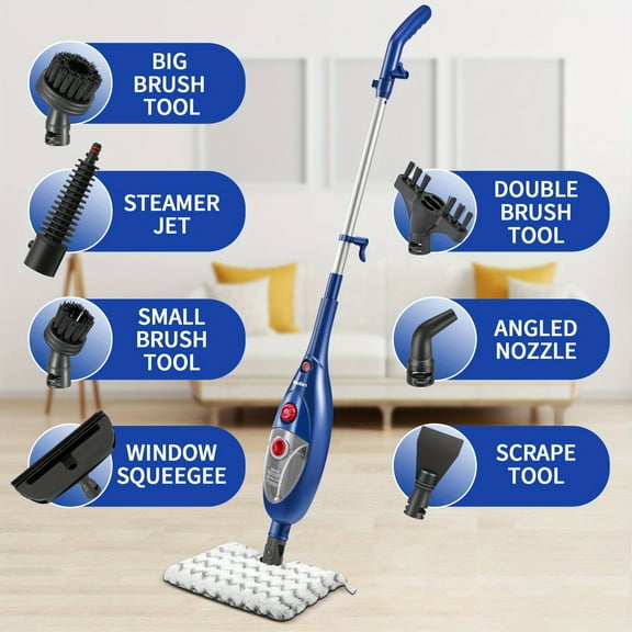 12-in-1 Steam Mop - 230°F High-Temp Steam (99% Sanitization), 15s Heat-Up, 19ft Cord, Washable Pad for Hardwood & Tile