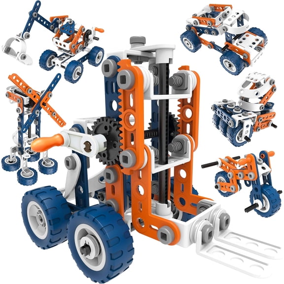 MOBIUS 12-in-1 STEM Building Set for Kids, 152-Piece Construction Engineering Kit for Cars and Trucks, Ages 4+