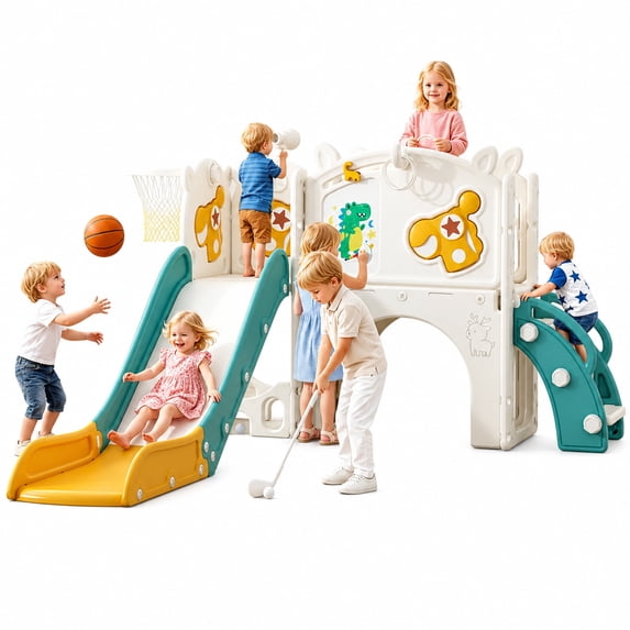 12 in 1 Toddler Slide Set, Linor Indoor Playset for Kids Age 1-3, Outdoor Toddler Climbers
