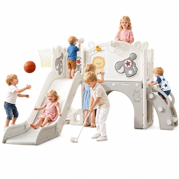 12 in 1 Toddler Slide Set, Linor Indoor Playset for Kids Age 1-3, Outdoor Toddler Climbers